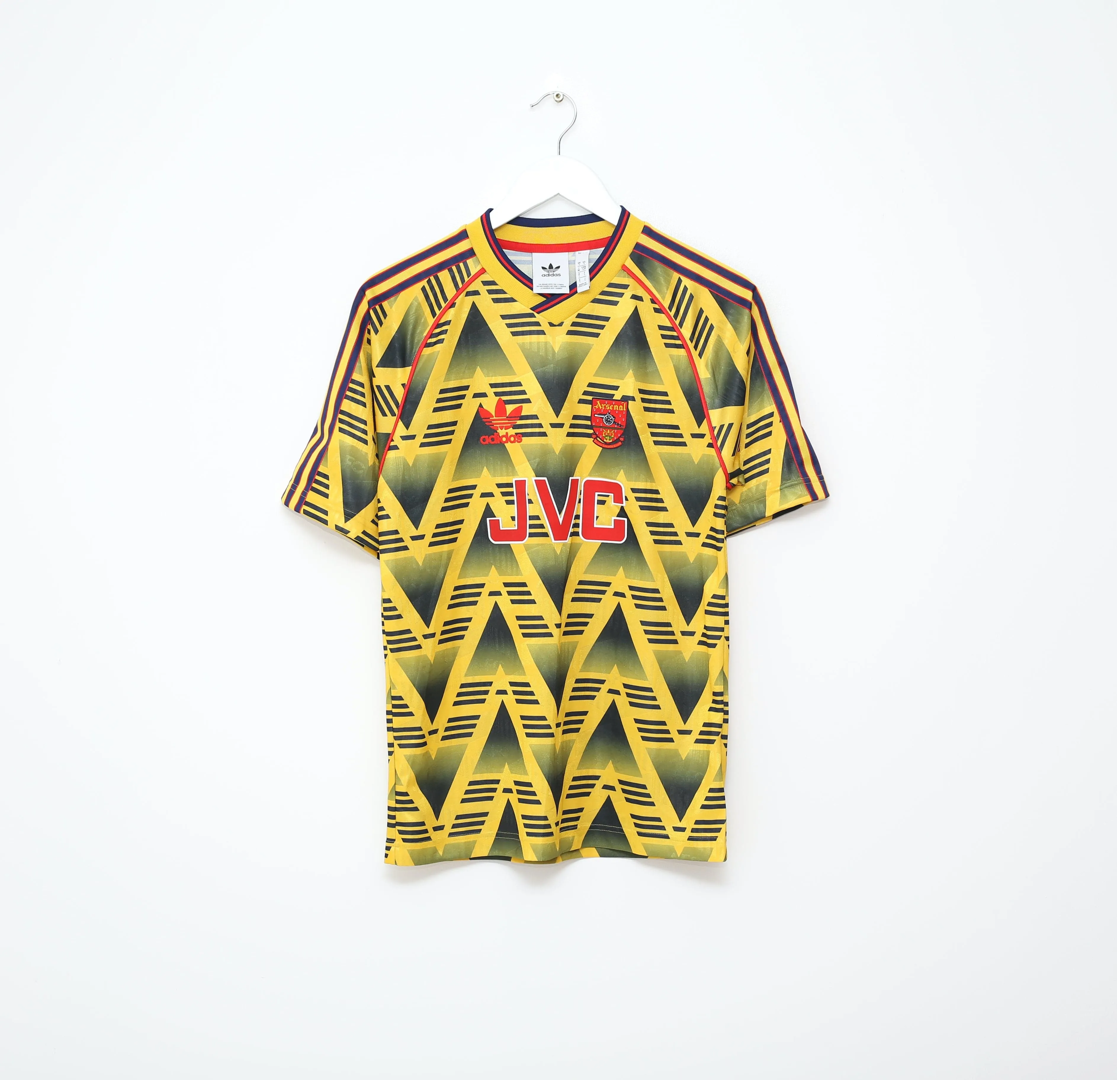 1991/93 ARSENAL Retro adidas Originals Bruised Banana Away Football Shirt (S)