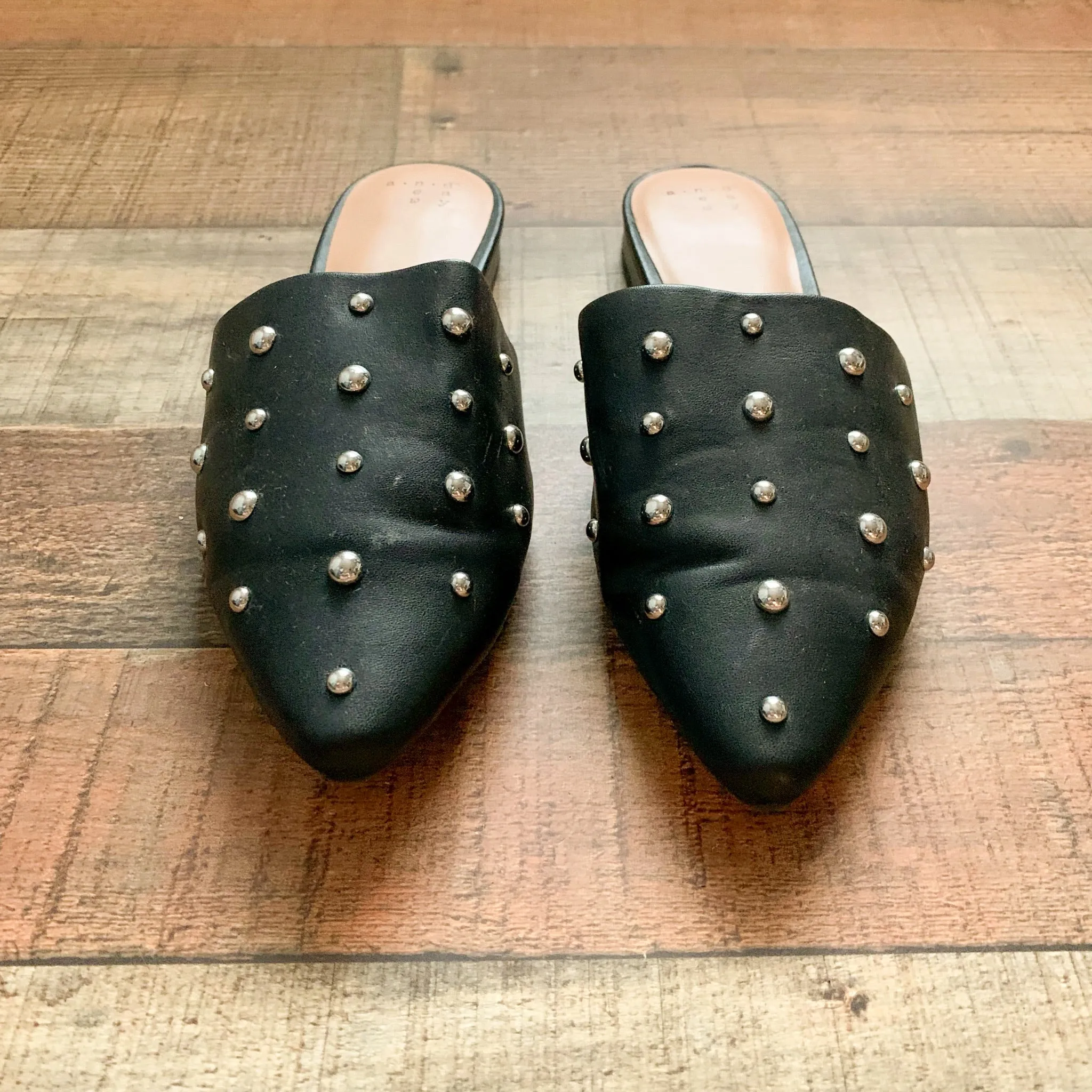 A New Day Black Studded Mules- Size 7.5