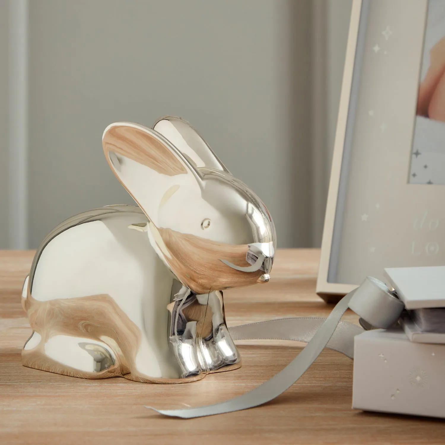 Bambino Silver Plated Rabbit Money Box