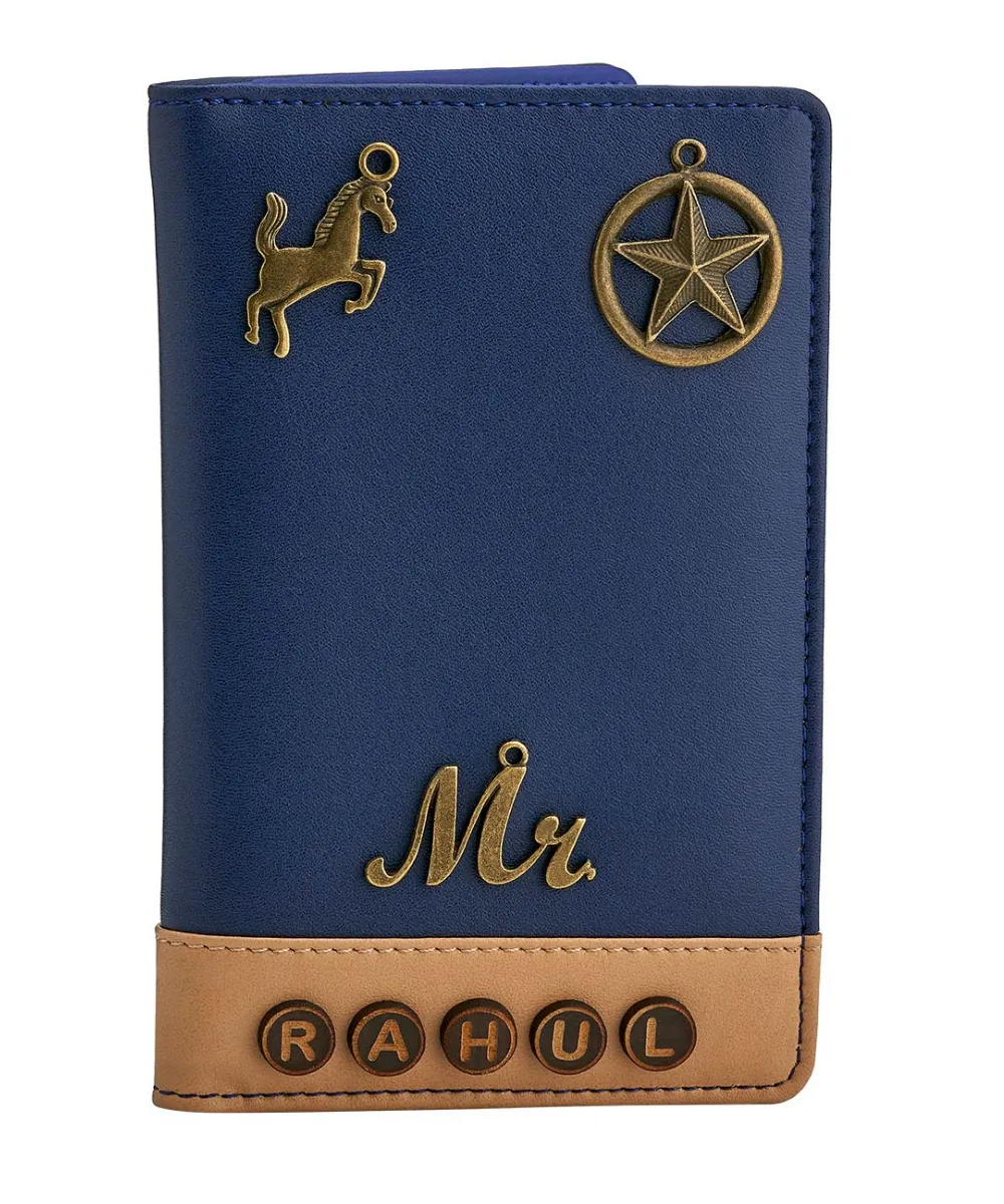 Blue Tan Passport Cover