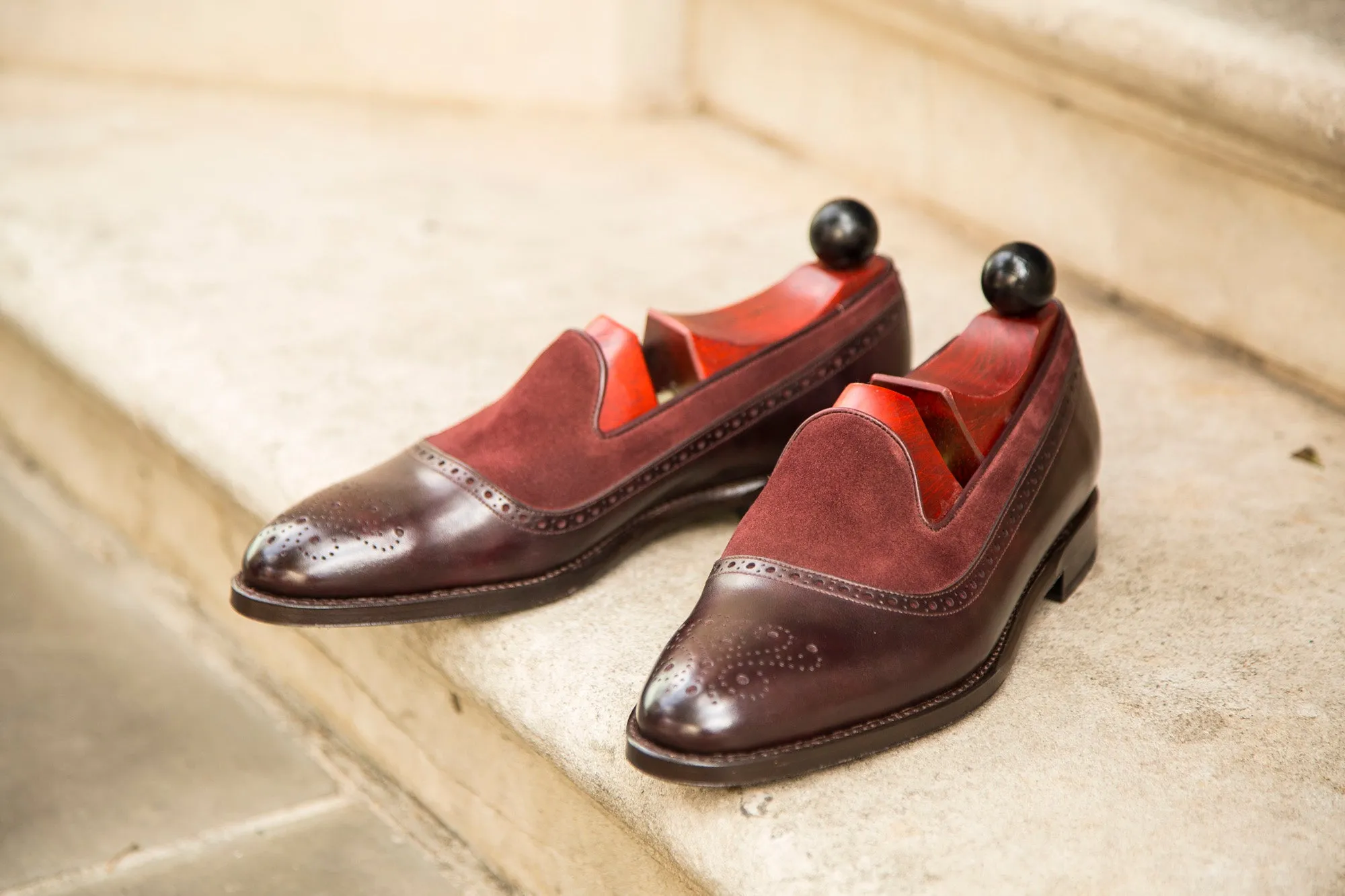 Bothell - MTO - Plum Museum Calf / Burgundy Suede - TMG Last - Single Leather Sole