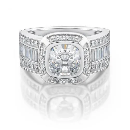 Dress ring with 1.56 carats* of diamond simulants in 10 carat white gold