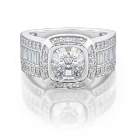 Dress ring with 1.56 carats* of diamond simulants in 10 carat white gold