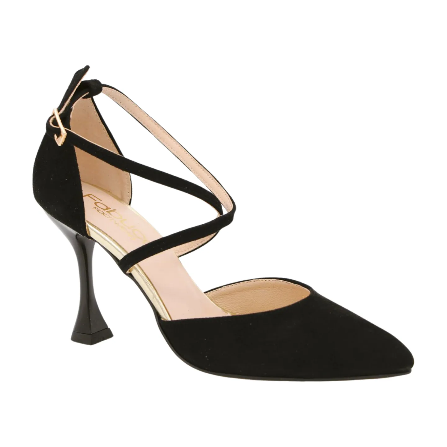 Fabucci Black Criss Cross Point Toe Heels