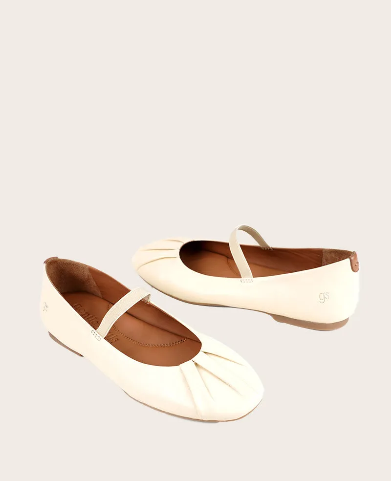 GENTLE SOULS -  Walden Lambs Wool Leather Pleated Toe Mary Jane Flat