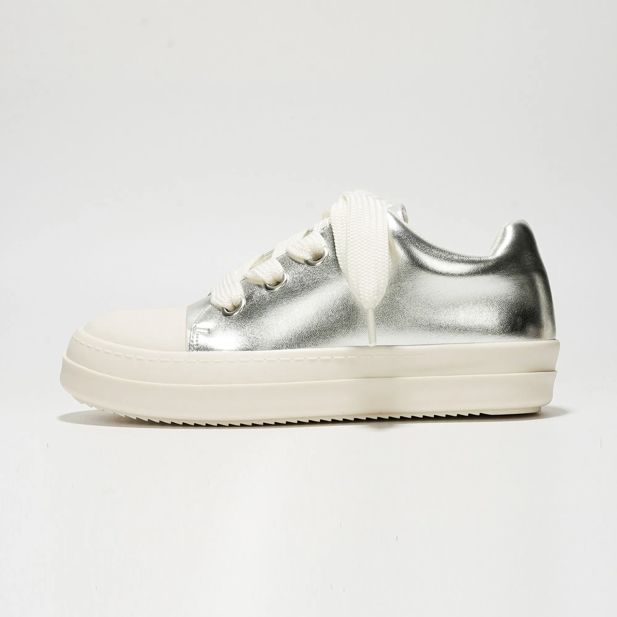 HEATH Silver Metallic Faux Leather Sneaker