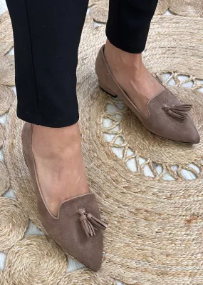 Laura Taupe Tassel Loafers