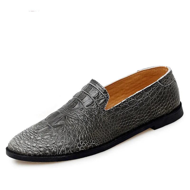 Men's Moccasin Pointy Toe Casual Loafer Slip On Driving Alligator Pattern Shoes | 2033