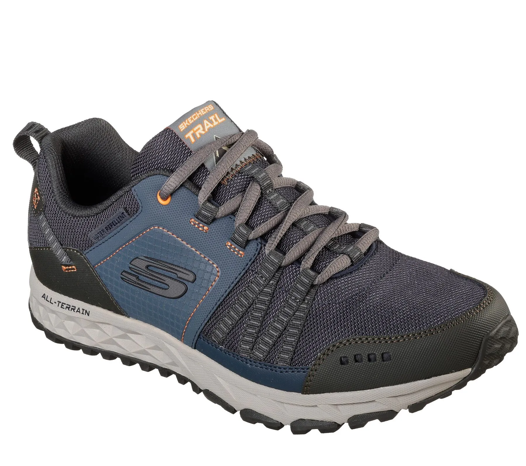 Mens Skechers Escape Plan Relaxed Fit Water Repellent Navy/Orange Style 51591/NVOR