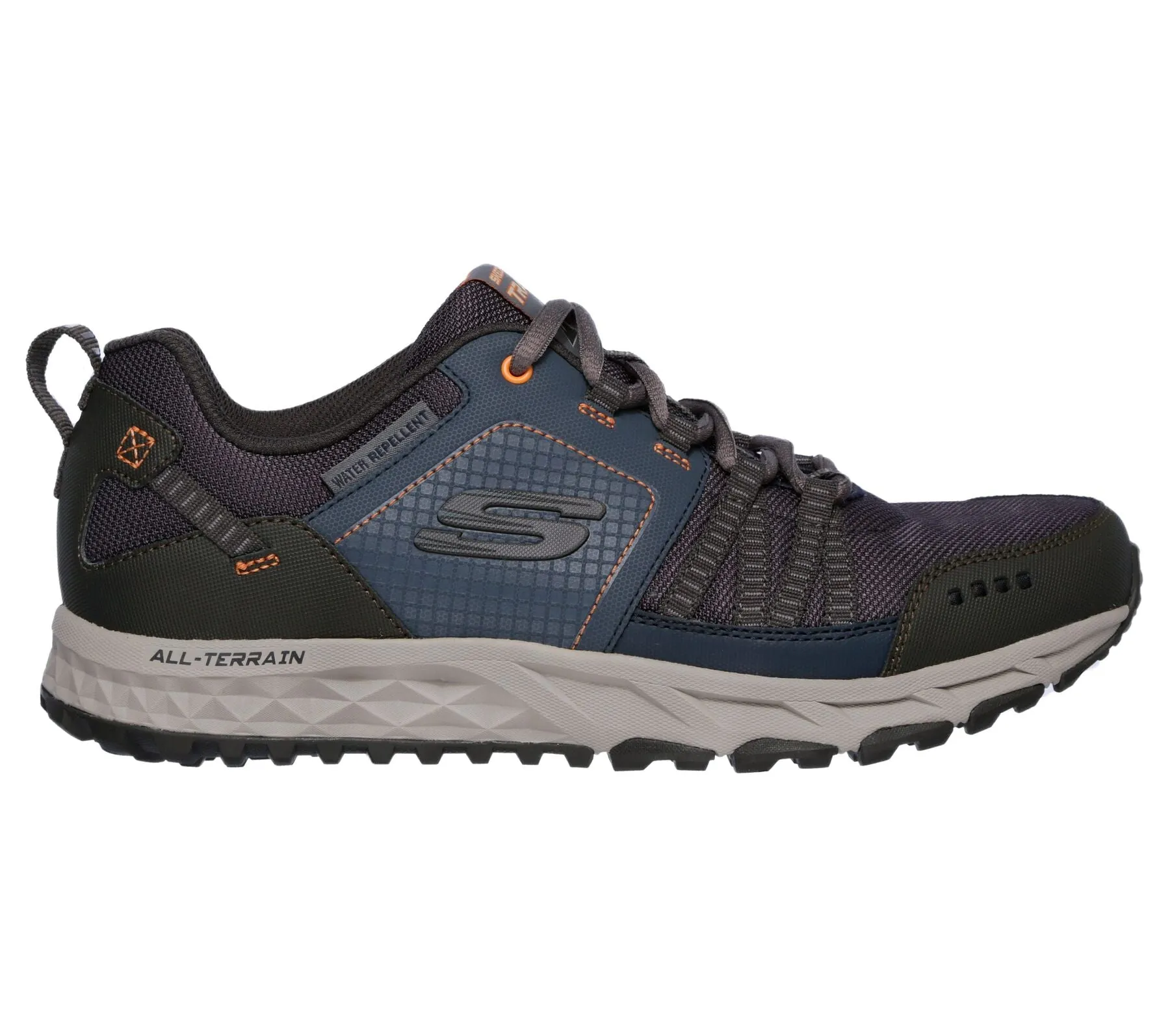 Mens Skechers Escape Plan Relaxed Fit Water Repellent Navy/Orange Style 51591/NVOR