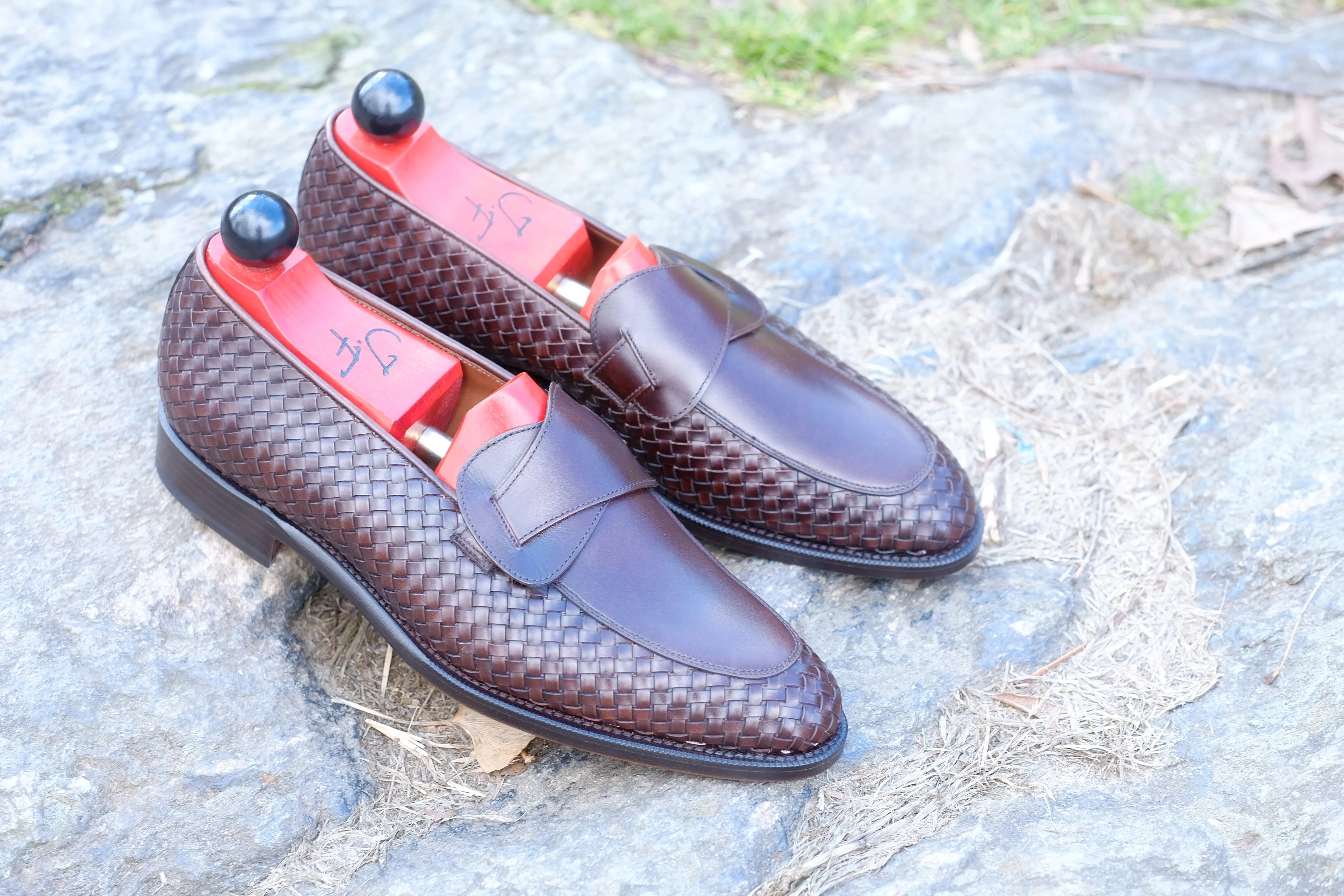 Meridian - MTO - Dark Chestnut Calf / Dark Chestnut Calf Braided - TMG Last - Single Leather Sole