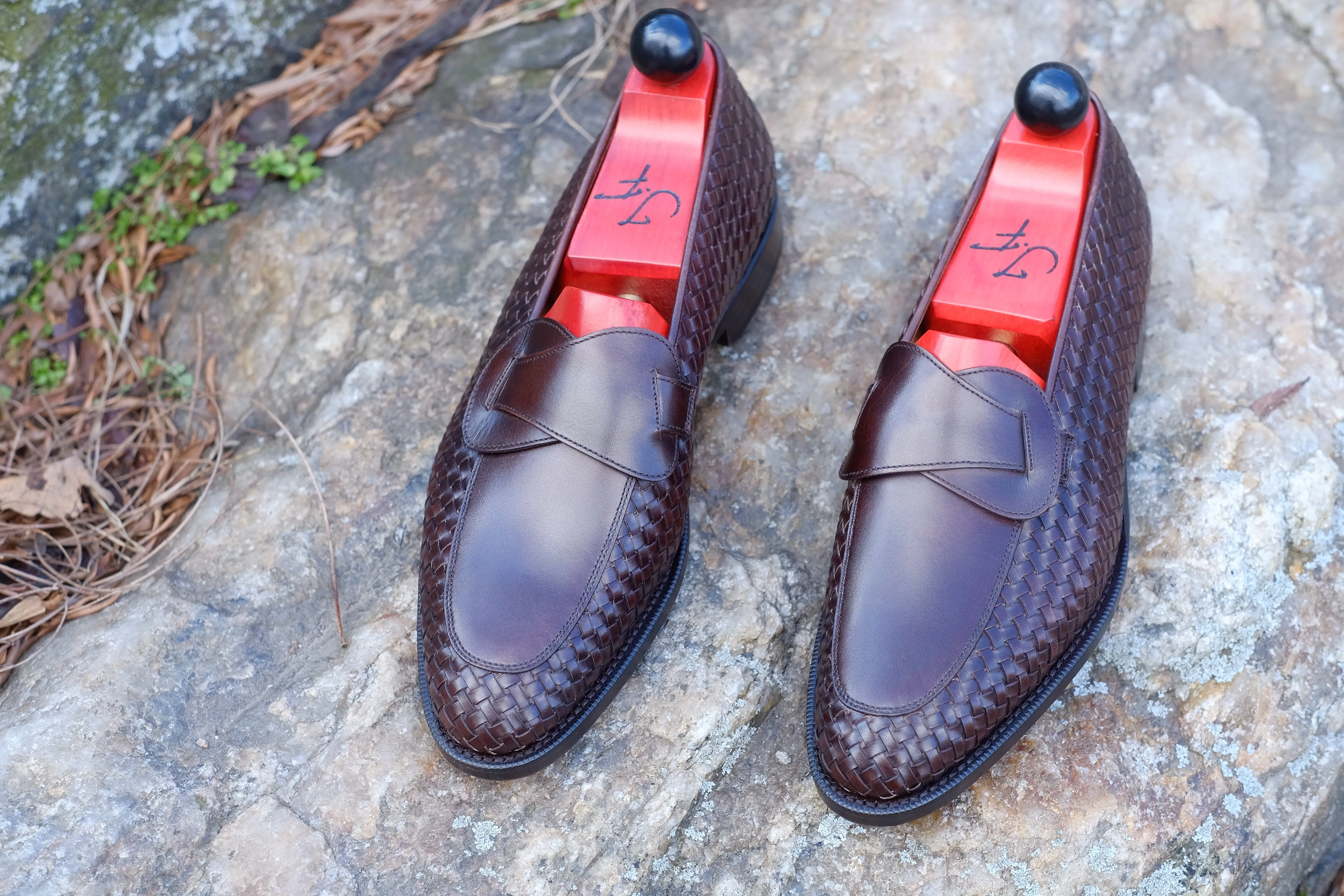 Meridian - MTO - Dark Chestnut Calf / Dark Chestnut Calf Braided - TMG Last - Single Leather Sole