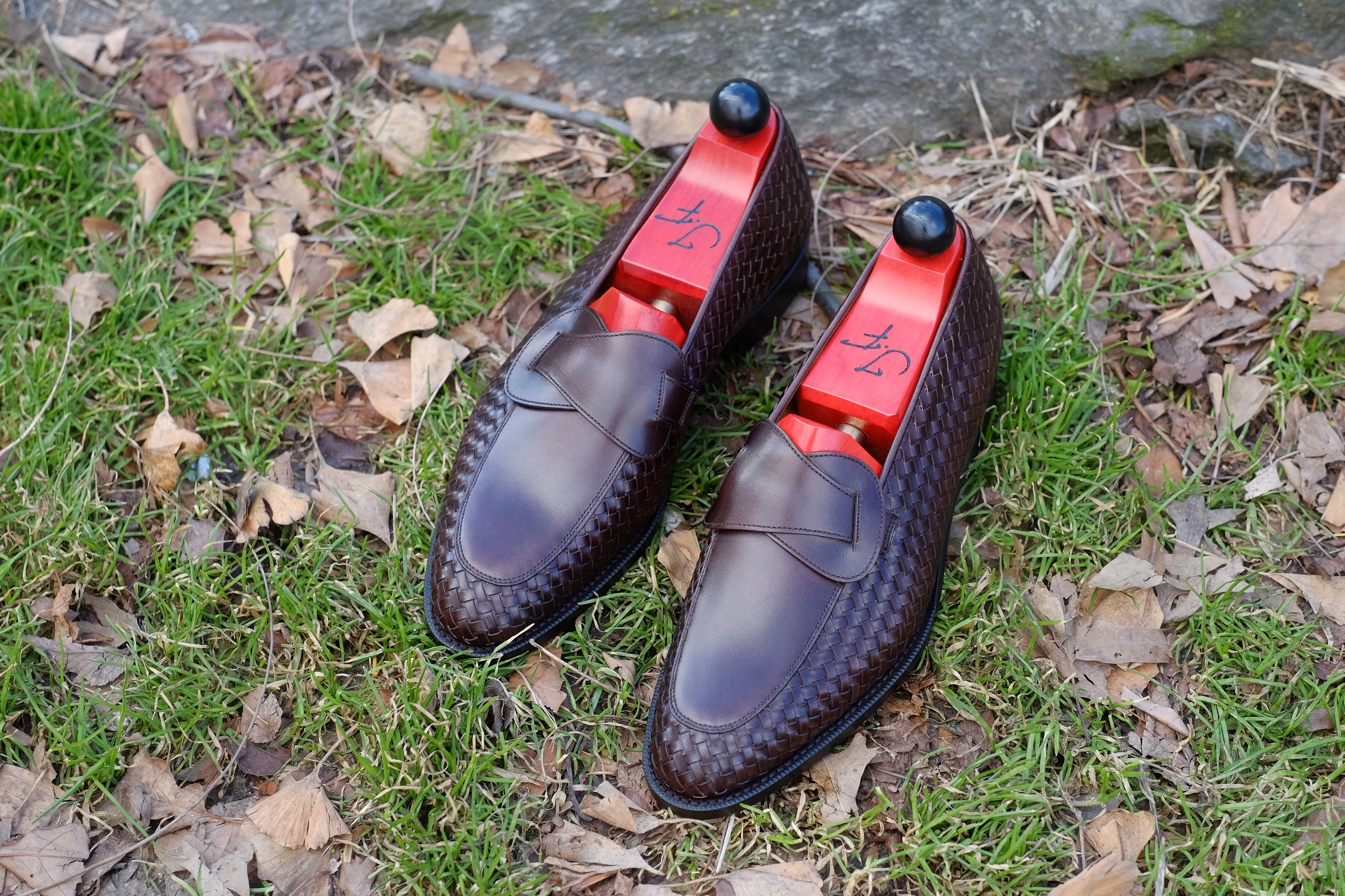 Meridian - MTO - Dark Chestnut Calf / Dark Chestnut Calf Braided - TMG Last - Single Leather Sole