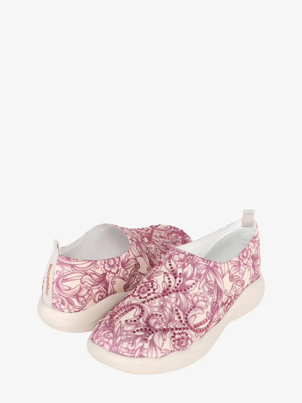 Montana West Rhinestones Floral Slip On Sneaker