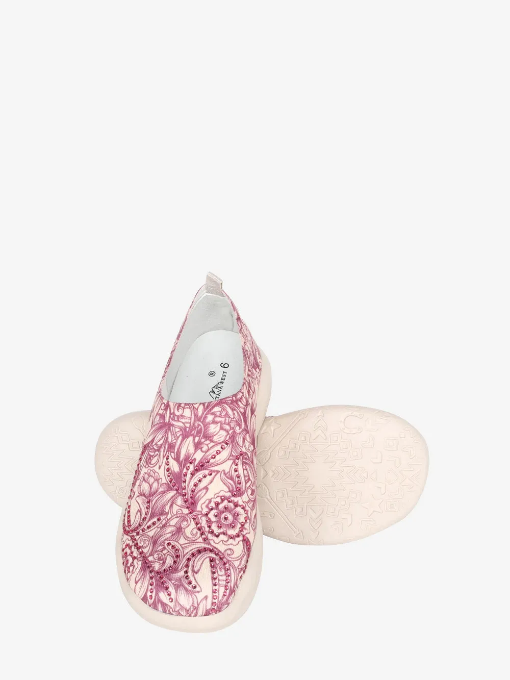 Montana West Rhinestones Floral Slip On Sneaker