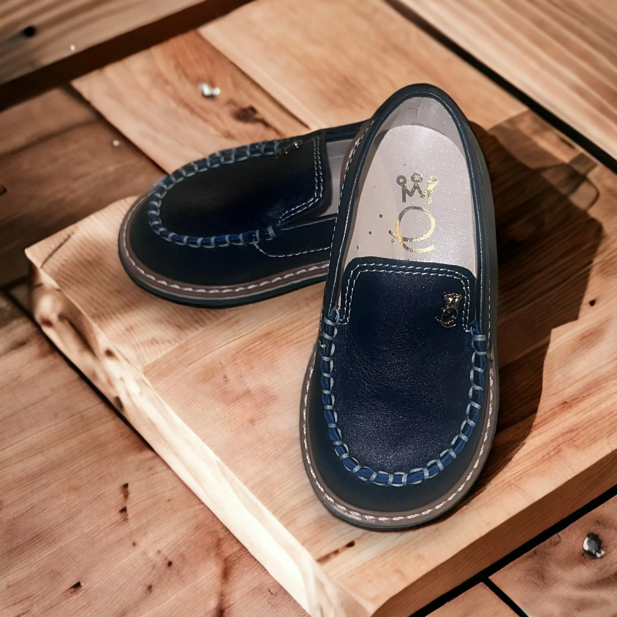 Navy Leather Loafer