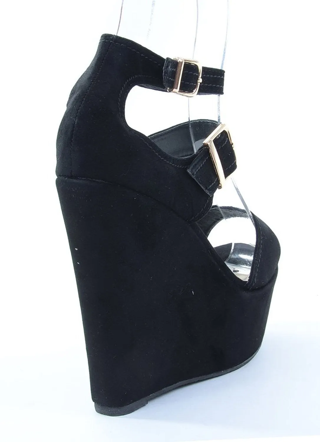 Strappy Double Buckle Wedges Platform Sandal