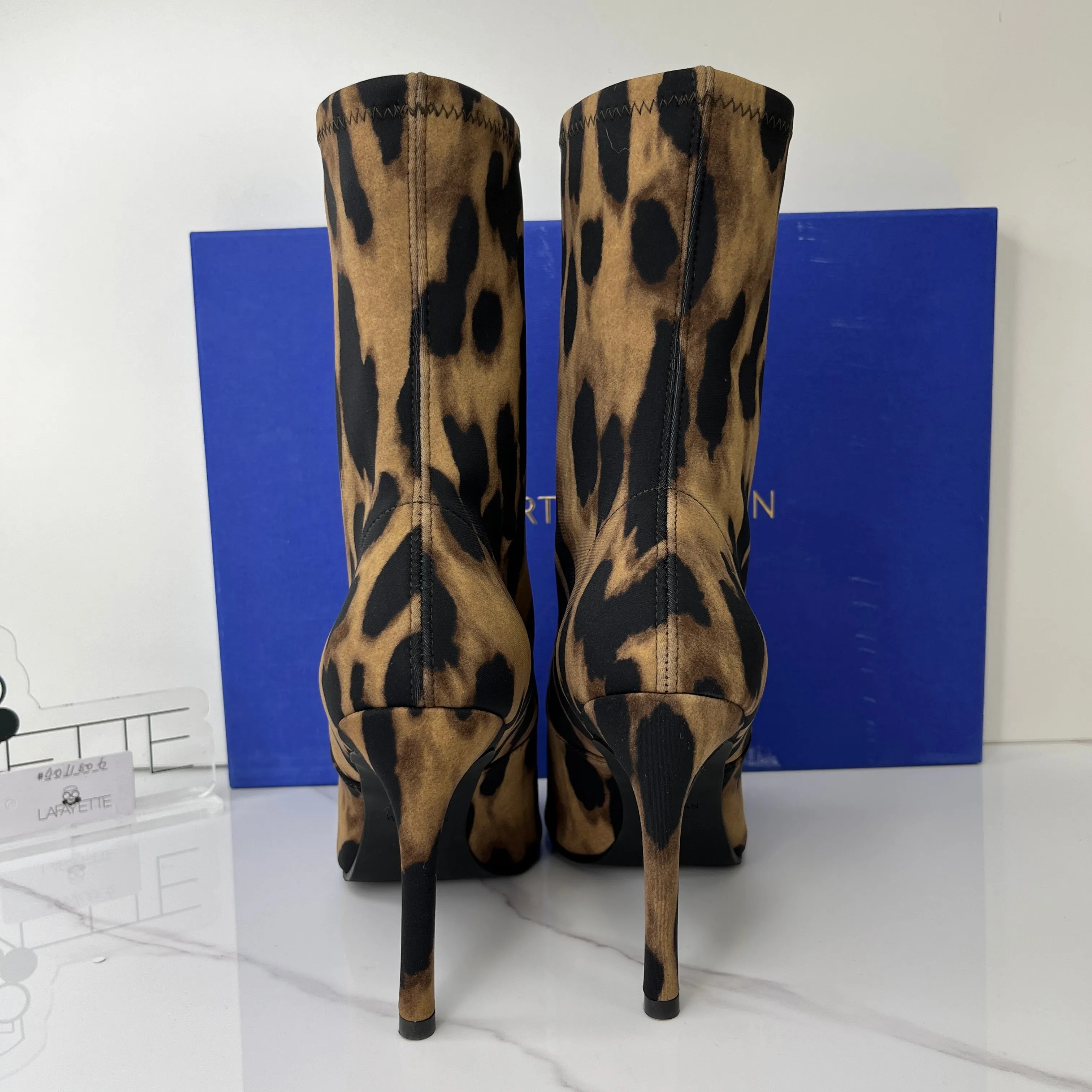 Stuart Weitzman Wren 95 Leopard Stretch Jersey Ankle Boots - US 8