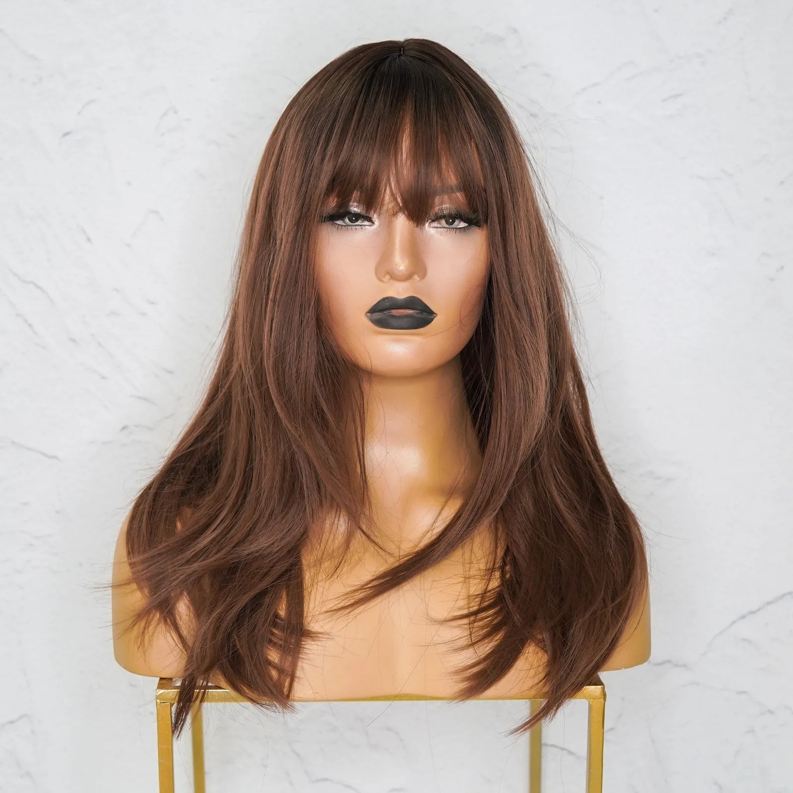 TESSA Brown 18" Fringe Wig