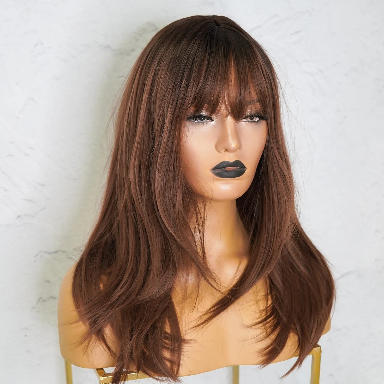 TESSA Brown 18" Fringe Wig