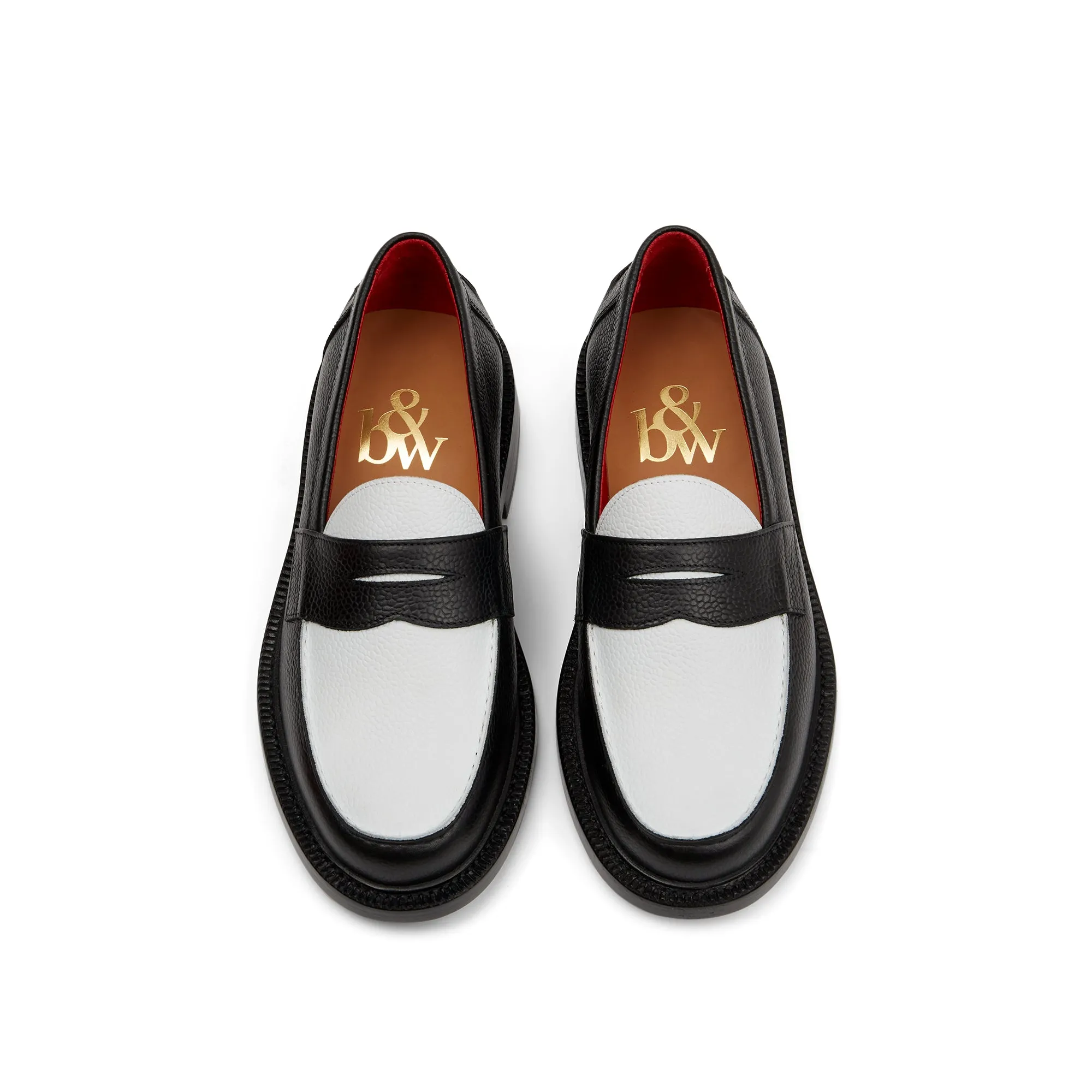 The Ellis Penny Loafer, Black/White