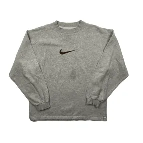 Vintage 90s Women’s Grey Nike Large Centre Logo Sweatshirt - Extra Large