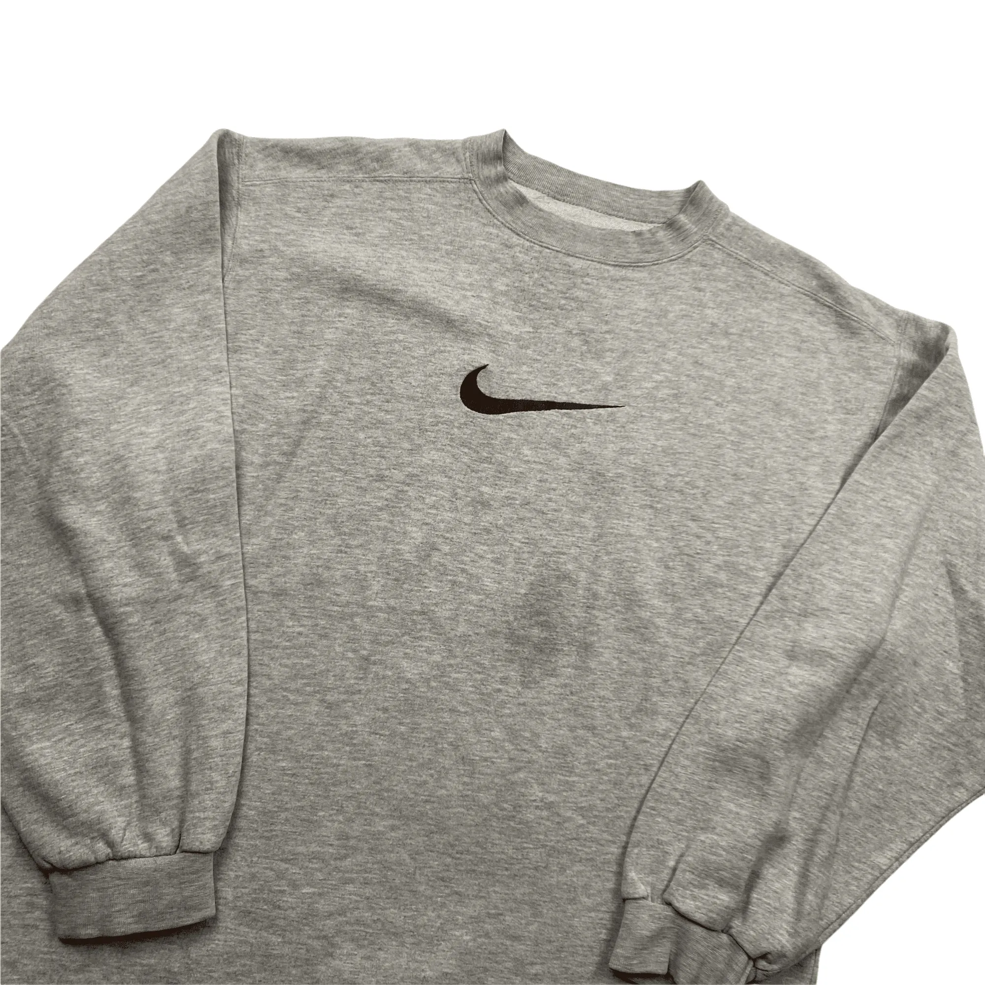 Vintage 90s Women’s Grey Nike Large Centre Logo Sweatshirt - Extra Large