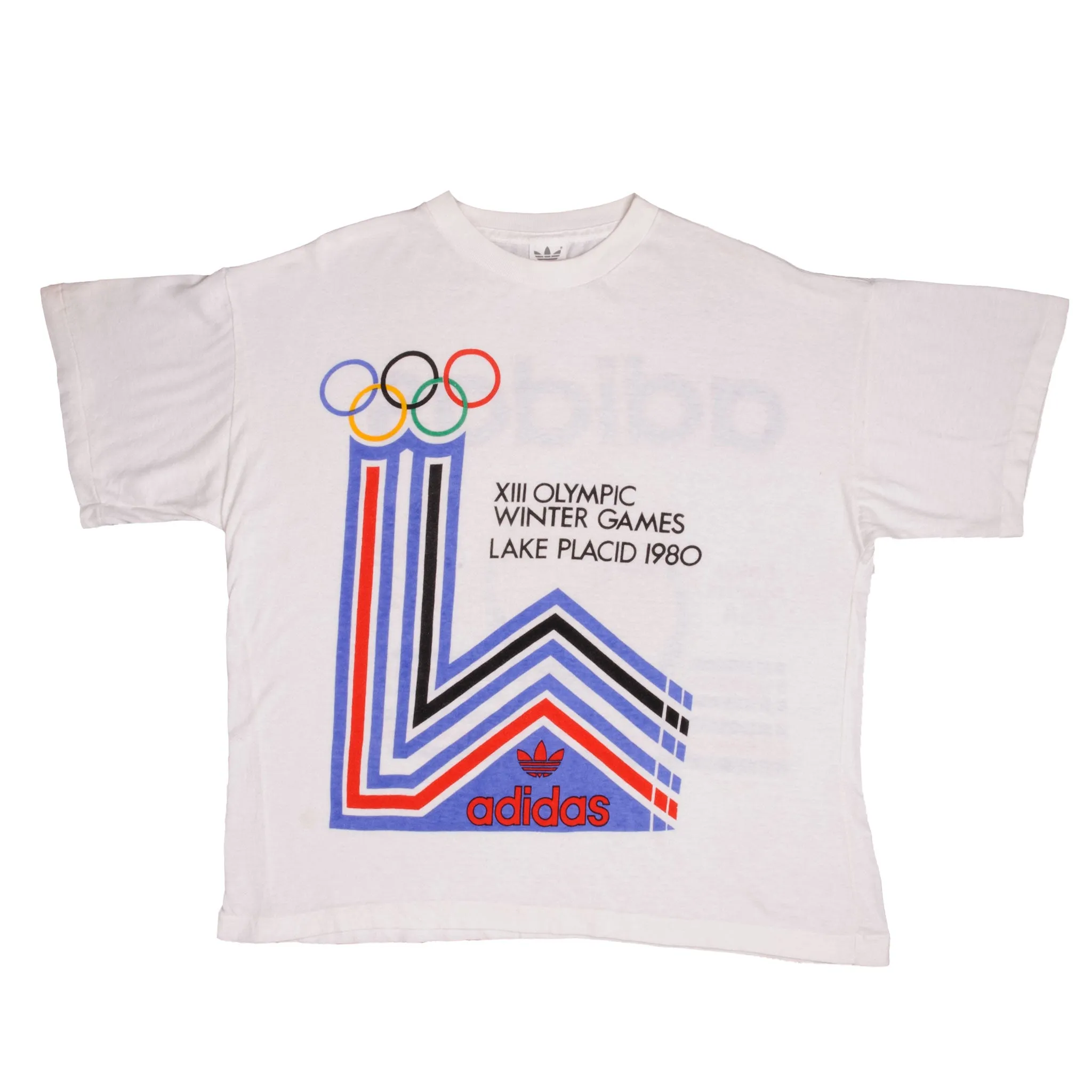 VINTAGE ADIDAS XIII OLYMPIC WINTER GAMES TEE SHIRT 1980 SIZE MEDIUM