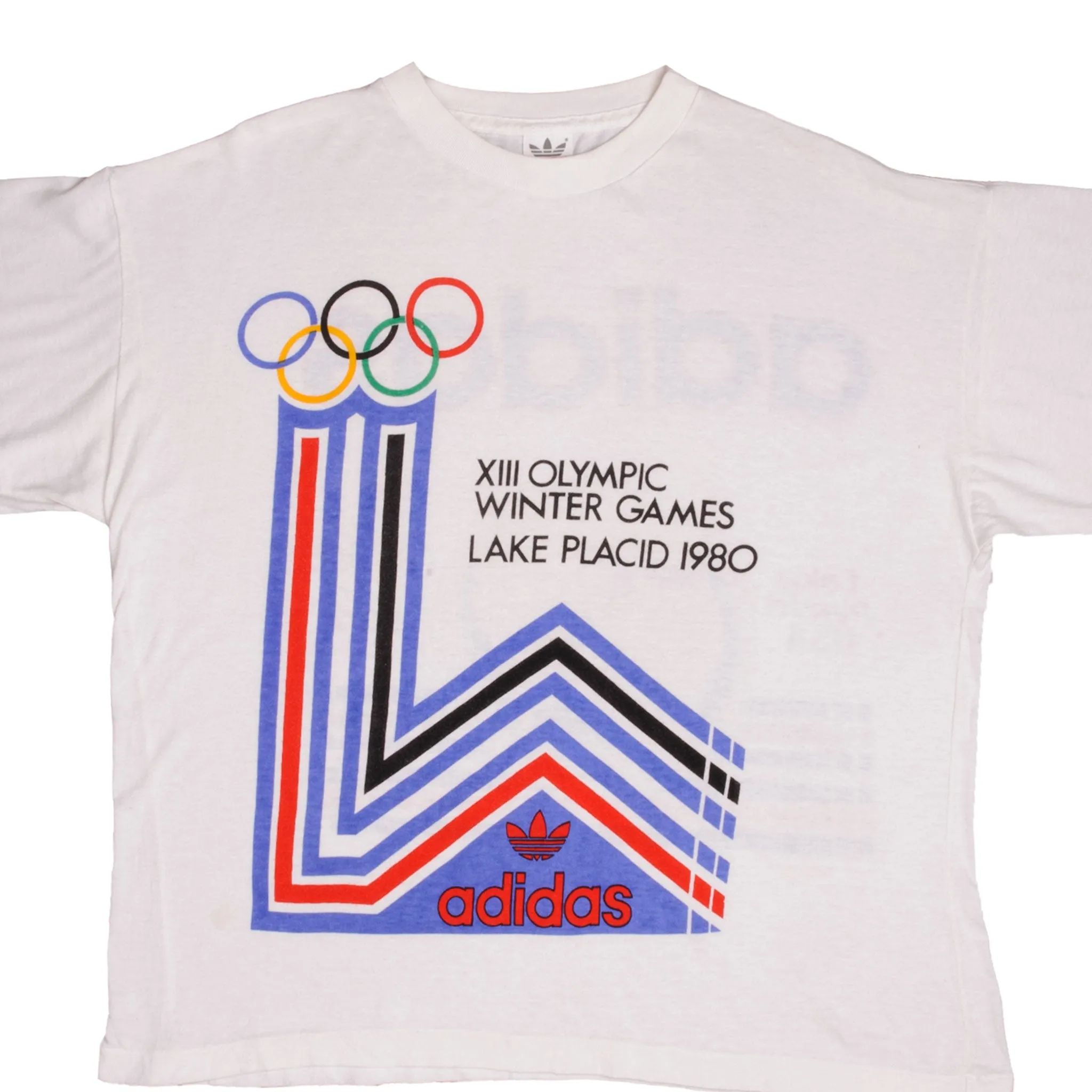 VINTAGE ADIDAS XIII OLYMPIC WINTER GAMES TEE SHIRT 1980 SIZE MEDIUM