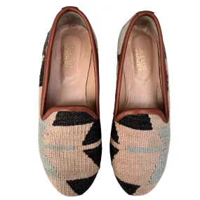 Women's Turkish Kilim Loafer Mint, Muted Orange, & Black