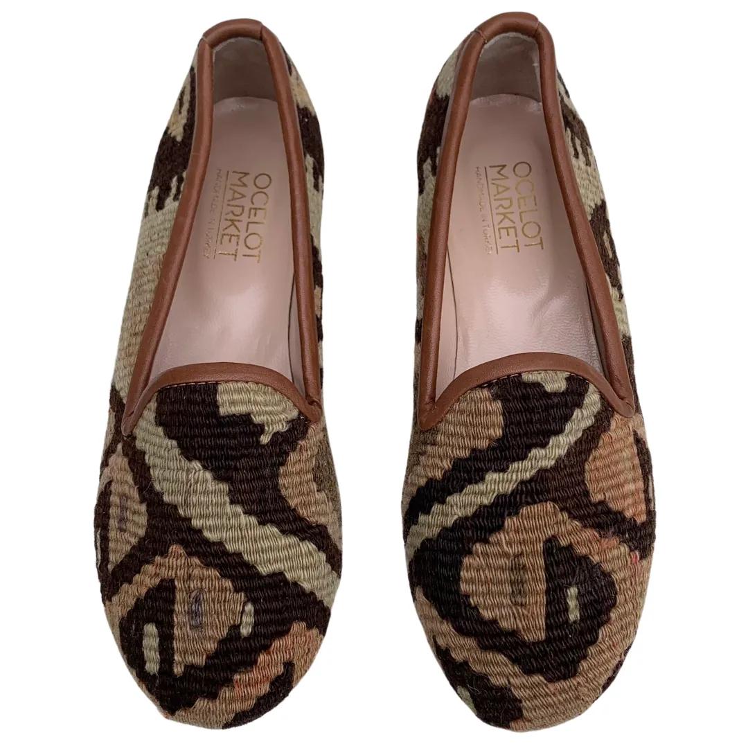 Women's Turkish Kilim Loafers Brown Pattern